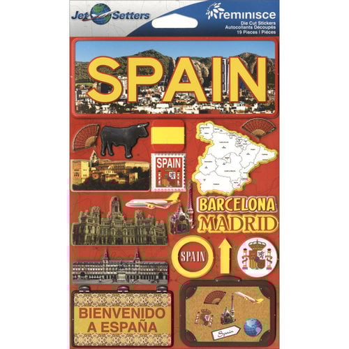 Reminisce - Jetsetters Collection - 3 Dimensional Die Cut Stickers - Spain