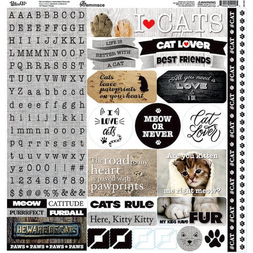 Reminisce - Love My Cat Collection - 12 x 12 Cardstock Stickers - Combo