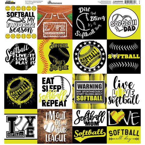 Reminisce - Let's Play Softball Collection - 12 x 12 Cardstock Stickers