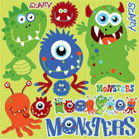 Reminisce - Monsters Collection - 12 x 12 Die Cut Cardstock Stickers - Monsters Icon