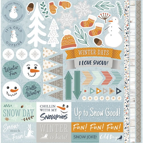 Reminisce - My First Snow Collection - 12 x 12 Cardstock Stickers - Elements