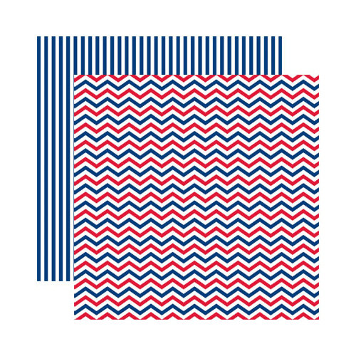 Reminisce - Made in the USA Collection - 12 x 12 Double Sided Paper - Celebration Multi Chevron