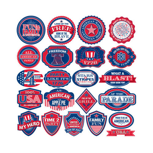 Reminisce - Made in the USA Collection - 12 x 12 Cardstock Stickers - Label