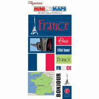 Reminisce - Mini Maps Collection - Epoxy Embellishment Stickers - France, CLEARANCE
