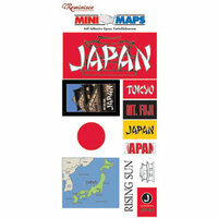 Reminisce - Mini Maps Collection - Epoxy Embellishment Stickers - Japan, CLEARANCE