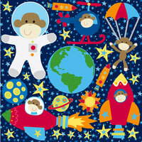 Reminisce - Monkey Adventures Collection - 12 x 12 Cardstock Stickers - Space Icon