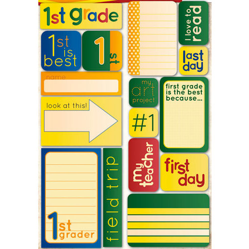 Reminisce - Making the Grade Collection - Die Cut Cardstock Stickers - First Grade Quote