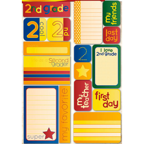 Reminisce - Making the Grade Collection - Die Cut Cardstock Stickers - Second Grade Quote