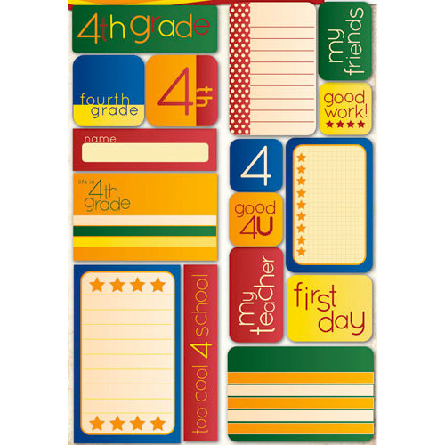 Reminisce - Making the Grade Collection - Die Cut Cardstock Stickers - Fourth Grade Quote
