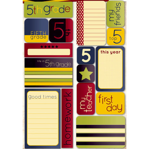 Reminisce - Making the Grade Collection - Die Cut Cardstock Stickers - Fifth Grade Quote