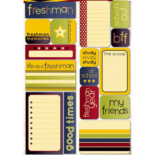 Reminisce - Making the Grade Collection - Die Cut Cardstock Stickers - Freshman Quote