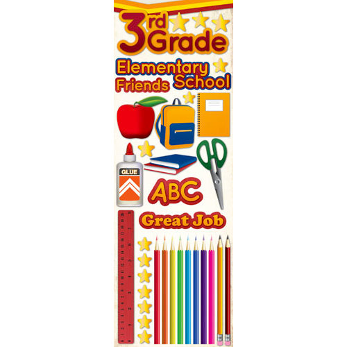 Reminisce - Making the Grade Collection - 3 Dimensional Die Cut Stickers - Third Grade