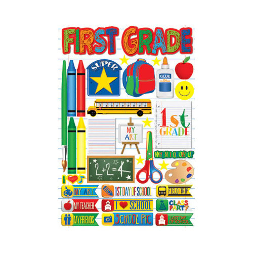 Reminisce - Making the Grade Collection - 3 Dimensional Die Cut Stickers - First Grade 2