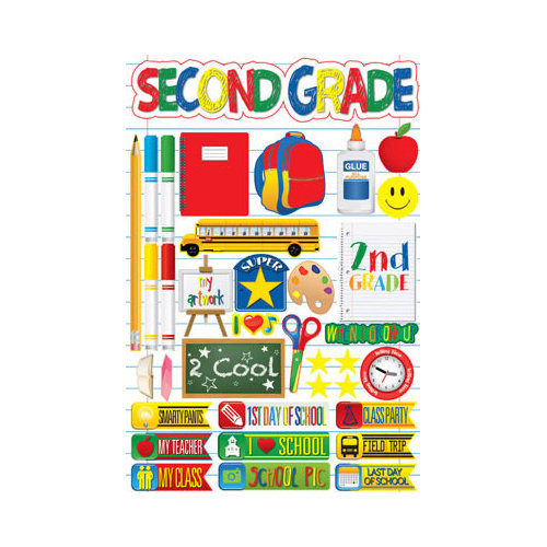 Reminisce - Making the Grade Collection - 3 Dimensional Die Cut Stickers - Second Grade 2