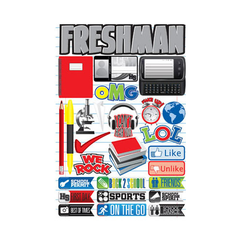 Reminisce - Making the Grade Collection - 3 Dimensional Die Cut Stickers - Freshman 2