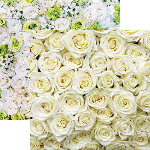 Reminisce - Made with Love Collection - 12 x 12 Double Sided Paper - White Roses