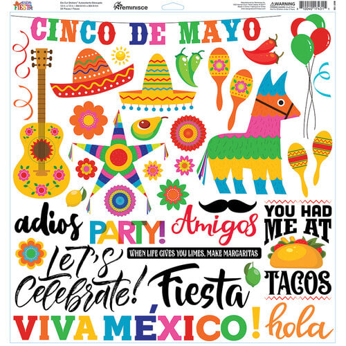 Reminisce - Mexican Fiesta Collection - 12 x 12 Cardstock Stickers - Elements