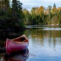 Reminisce - Northern Lake Collection - 12 x 12 Double Sided Paper - Red Canoe