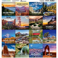Reminisce - National Parks Collection - 12 x 12 Cardstock Stickers - Square