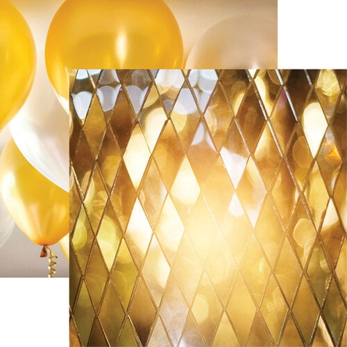 Reminisce - New Year Celebration Collection - 12 x 12 Double Sided Paper - Gold Celebration