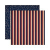 Reminisce - Party in the USA - 12 x 12 Double Sided Paper - American Stripe