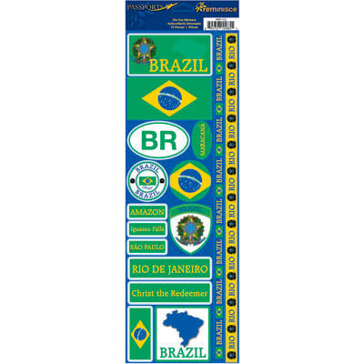 Reminisce - Passports Collection - Cardstock Stickers - Brazil