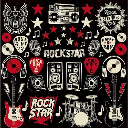Reminisce - Rockstar Collection - 12 x 12 Cardstock Sticker Sheet