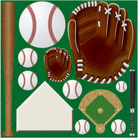 Reminisce - Real Sports Collection - 12 x 12 Die Cut Cardstock Stickers - Baseball