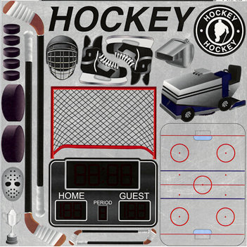 Reminisce - Real Sports Collection - 12 x 12 Cardstock Stickers - Hockey