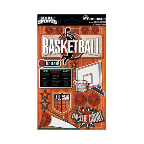 Reminisce - Real Sports Collection - 3 Dimensional Die Cut Stickers - Basketball