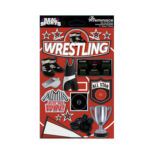 Reminisce - Real Sports Collection - 3 Dimensional Die Cut Stickers - Wrestling