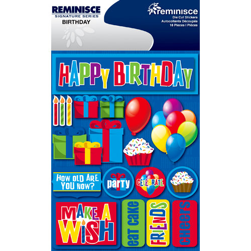 Reminisce - Signature Series Collection - 3 Dimensional Die Cut Stickers - Birthday