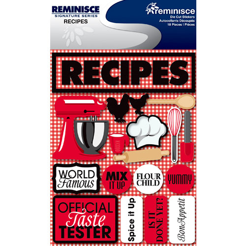 Reminisce - Signature Series Collection - 3 Dimensional Die Cut Stickers - Recipes
