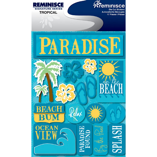 Reminisce - Signature Series Collection - 3 Dimensional Die Cut Stickers - Tropical