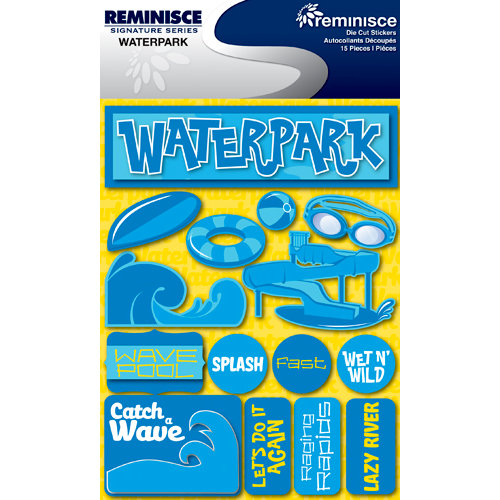 Reminisce - Signature Series Collection - 3 Dimensional Die Cut Stickers - Waterpark