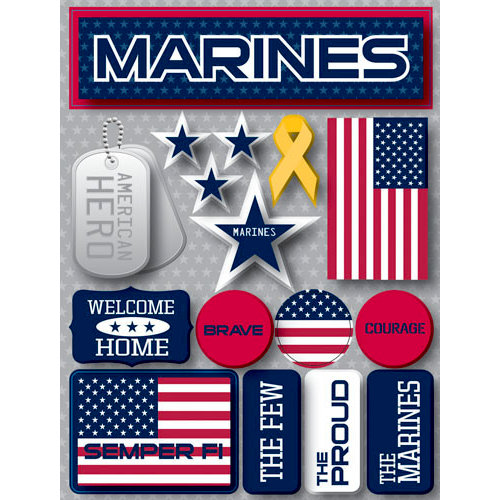 Reminisce - Signature Series Collection - 3 Dimensional Die Cut Stickers - Marines