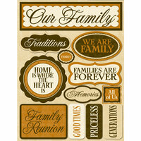 Reminisce - Signature Series Collection - 3 Dimensional Die Cut Stickers - Our Family