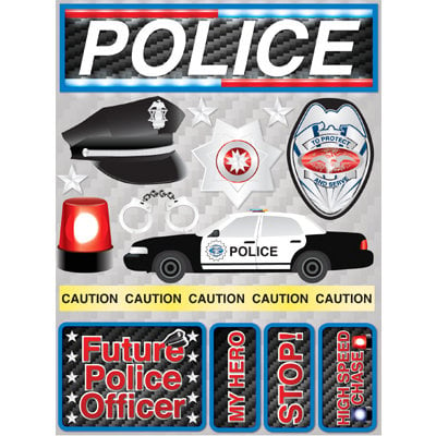 Reminisce - Signature Series Collection - 3 Dimensional Die Cut Stickers - Police