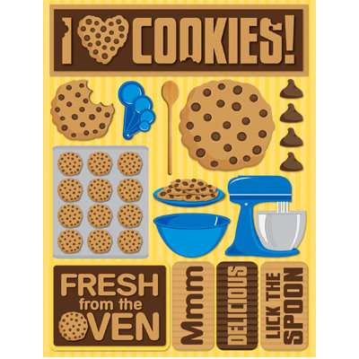 Reminisce - Signature Series Collection - 3 Dimensional Die Cut Stickers - Baking Cookies