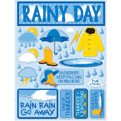 Reminisce - Signature Series Collection - 3 Dimensional Die Cut Stickers - Rainy Day