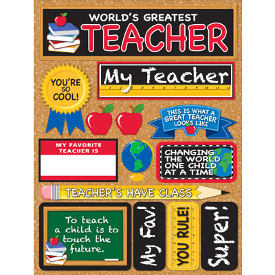 Reminisce - Signature Series Collection - 3 Dimensional Die Cut Stickers - World's Greatest Teacher
