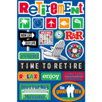 Reminisce - Signature Series Collection - 3 Dimensional Die Cut Stickers - Retirement