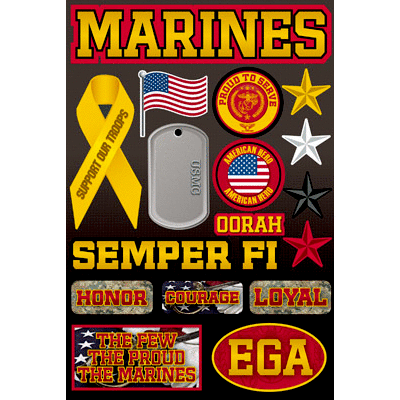 Reminisce - Signature Series Collection - 3 Dimensional Die Cut Stickers - Marines