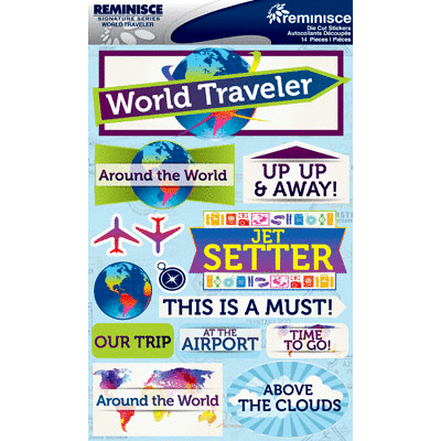 Reminisce - Signature Series Collection - 3 Dimensional Die Cut Stickers - World Traveler