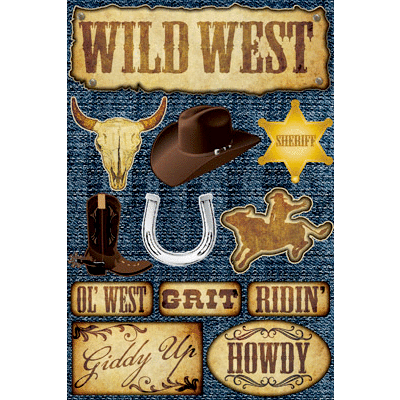 Reminisce - Signature Series Collection - 3 Dimensional Die Cut Stickers - Western