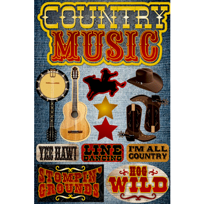 Reminisce - Signature Series Collection - 3 Dimensional Die Cut Stickers - Country Music