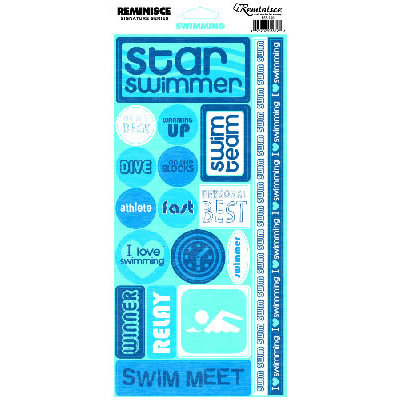 Reminisce - Swimming Collection - Cardstock Stickers - Swimming Phrase
