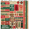 Reminisce - Rustic Christmas Collection - 12 x 12 Cardstock Stickers - Elements