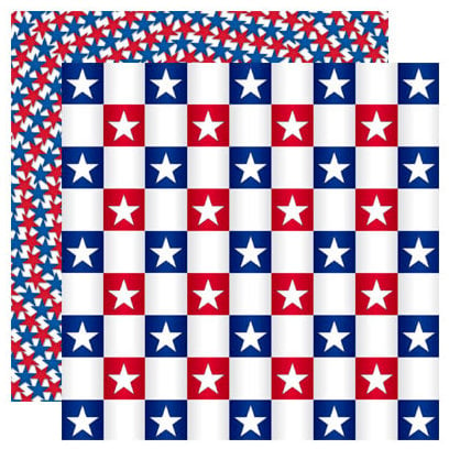 Reminisce - Stars and Stripes Collection - 12 x 12 Double Sided Paper - Star Checkerboard