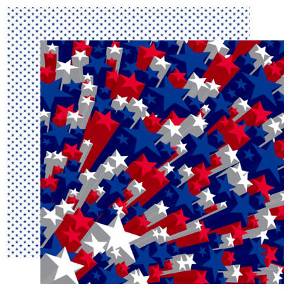 Reminisce - Stars and Stripes Collection - 12 x 12 Double Sided Paper - Star Burst